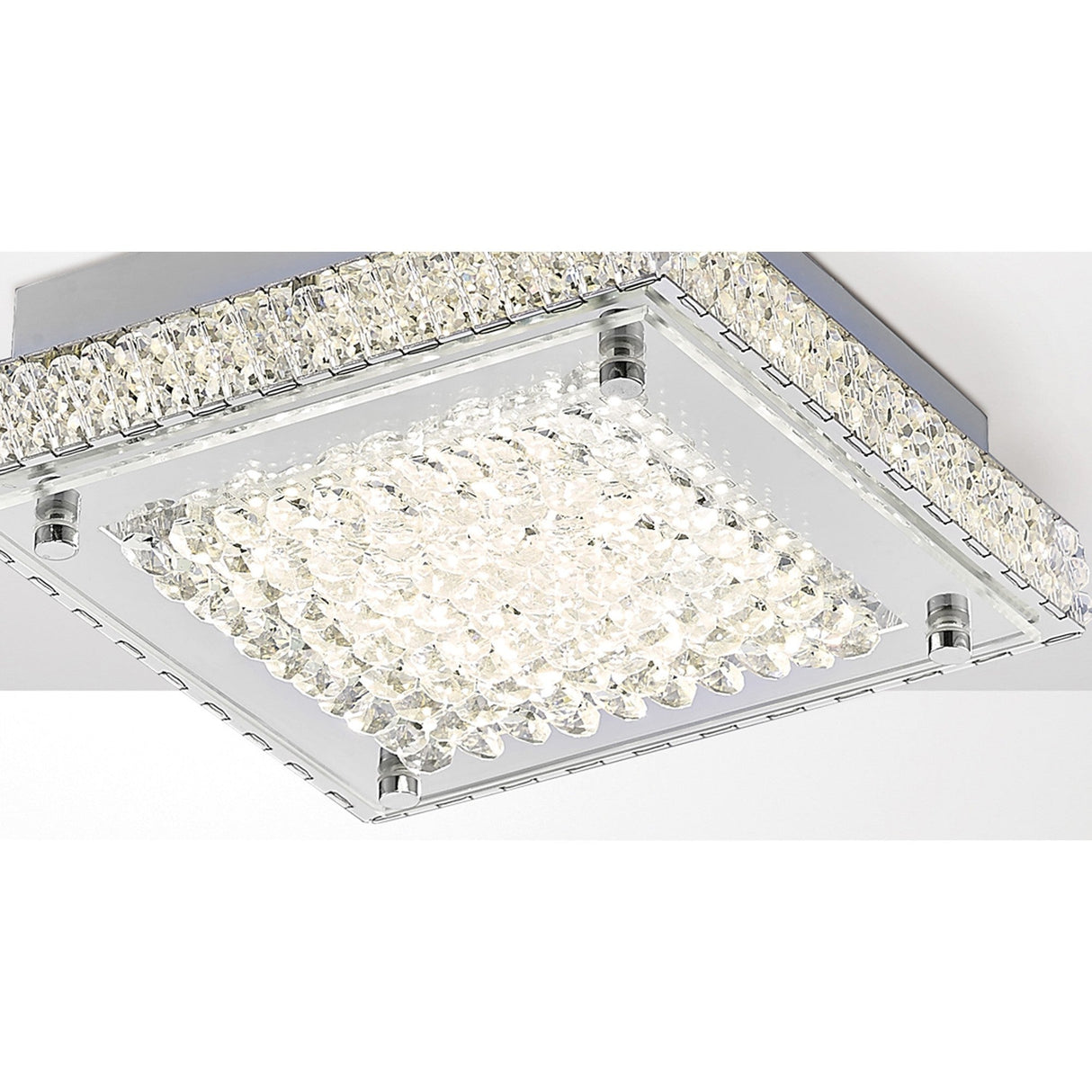 Amelia LED Crystal Flush Ceiling Light 4200K 12W - Polished Chrome