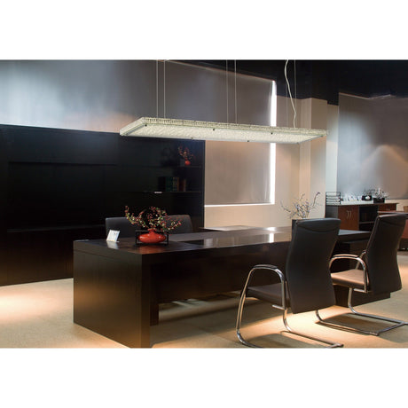 Amelia LED Crystal Linear Suspension Light With Remote - Chrome