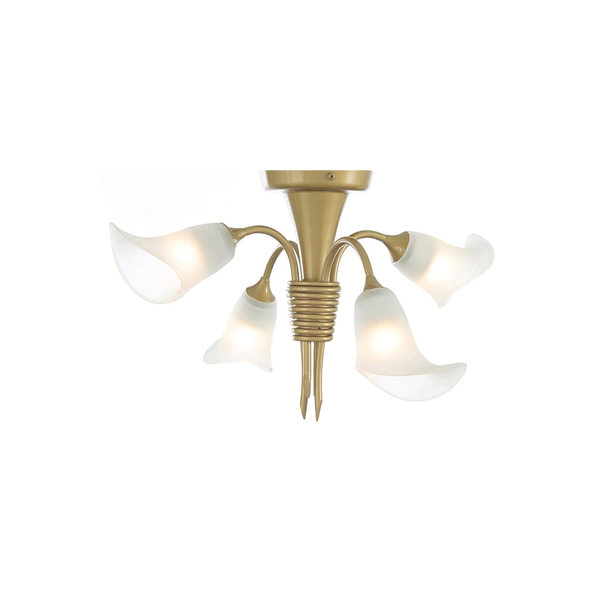 Ancona 4 Light Frosted Glass Semi-Flush Ceiling Light - Satin Gold