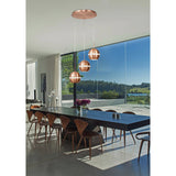Andrea 3 Light Round Crystal Cluster Pendant Light - Satin Copper