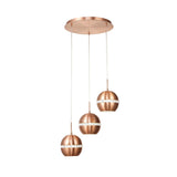 Andrea 3 Light Round Crystal Cluster Pendant Light - Satin Copper