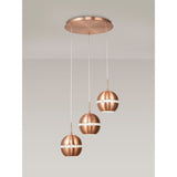 Andrea 3 Light Round Crystal Cluster Pendant Light - Satin Copper