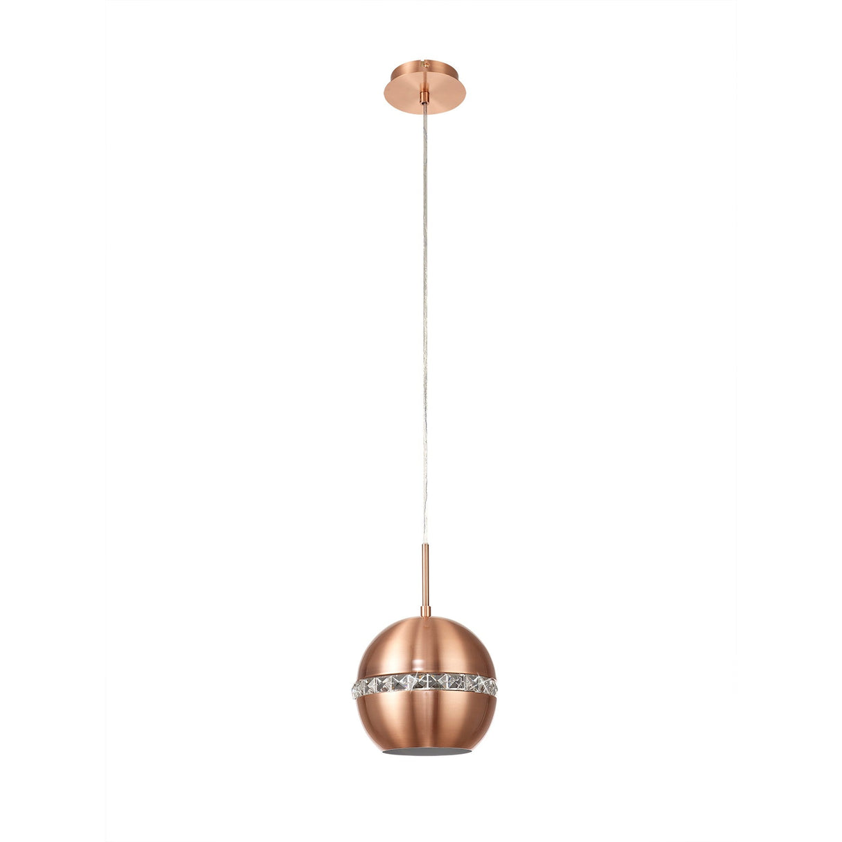 Andrea 19cm 1 Light Crystal Pendant Light - Satin Copper
