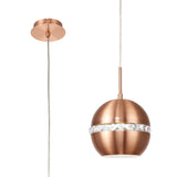 Andrea 19cm 1 Light Crystal Pendant Light - Satin Copper