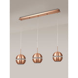 Andrea 3 Light Crystal Bar Pendant Light - Satin Copper