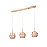 Andrea 3 Light Crystal Bar Pendant Light - Satin Copper