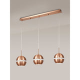 Andrea 3 Light Crystal Bar Pendant Light - Satin Copper