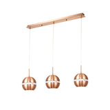 Andrea 3 Light Crystal Bar Pendant Light - Satin Copper