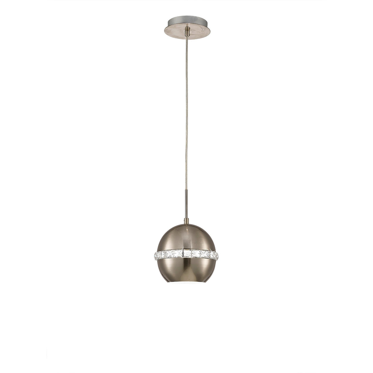 Andrea 19cm 1 Light Crystal Pendant Light - Satin Nickel