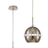 Andrea 19cm 1 Light Crystal Pendant Light - Satin Nickel