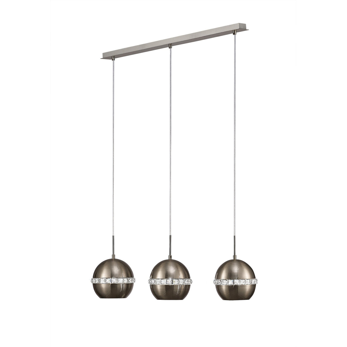 Andrea 3 Light Crystal Bar Pendant Light - Satin Nickel