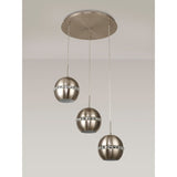 Andrea 3 Light Round Crystal Cluster Pendant Light - Satin Nickel