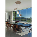 Andrea 3 Light Round Crystal Cluster Pendant Light - Satin Nickel