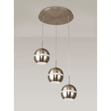 Andrea 3 Light Round Crystal Cluster Pendant Light - Satin Nickel