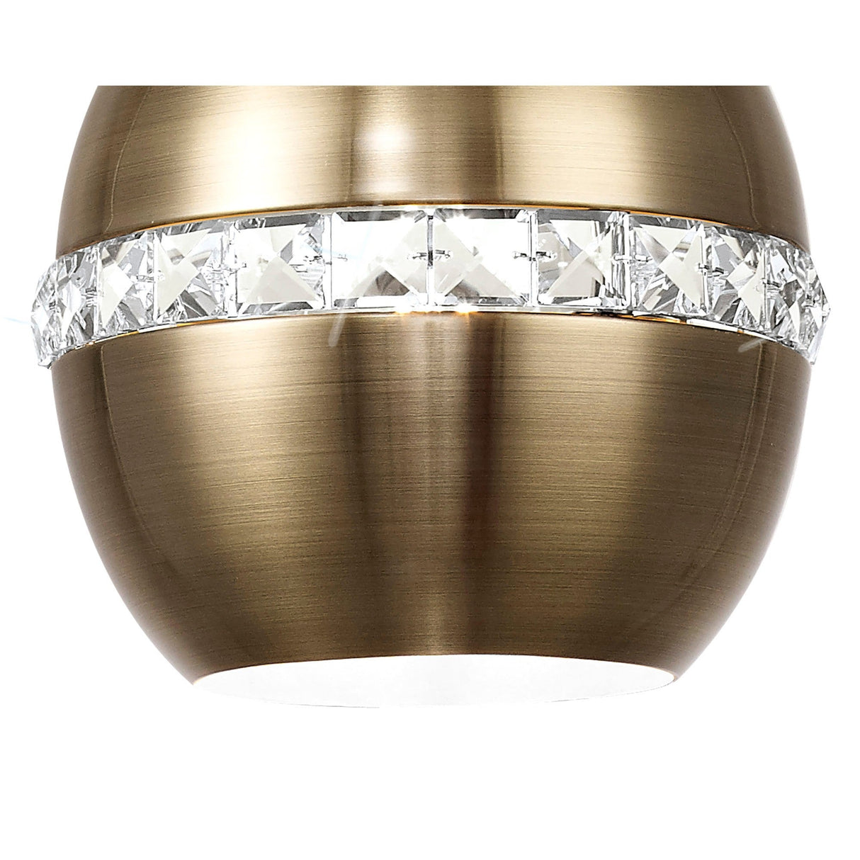 Andrea 19cm 1 Light Crystal Pendant Light - Antique Brass