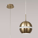 Andrea 19cm 1 Light Crystal Pendant Light - Antique Brass