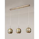 Andrea 3 Light Crystal Bar Pendant Light - Antique Brass