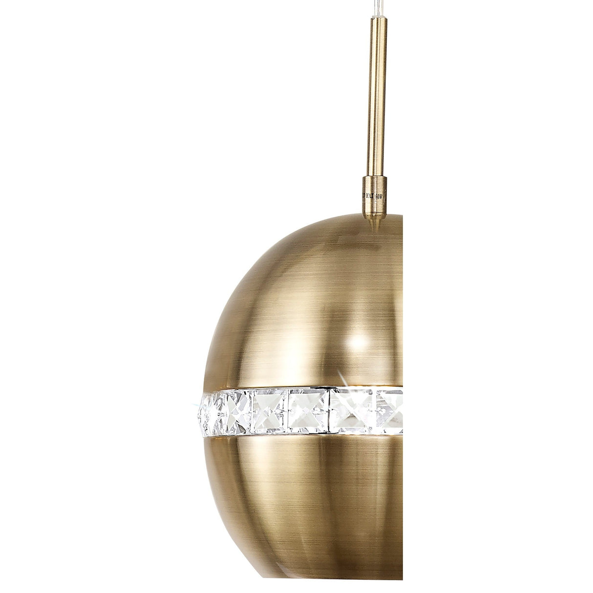 Andrea 3 Light Crystal Bar Pendant Light - Antique Brass