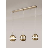 Andrea 3 Light Crystal Bar Pendant Light - Antique Brass