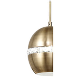 Andrea 3 Light Round Crystal Cluster Pendant Light - Antique Brass