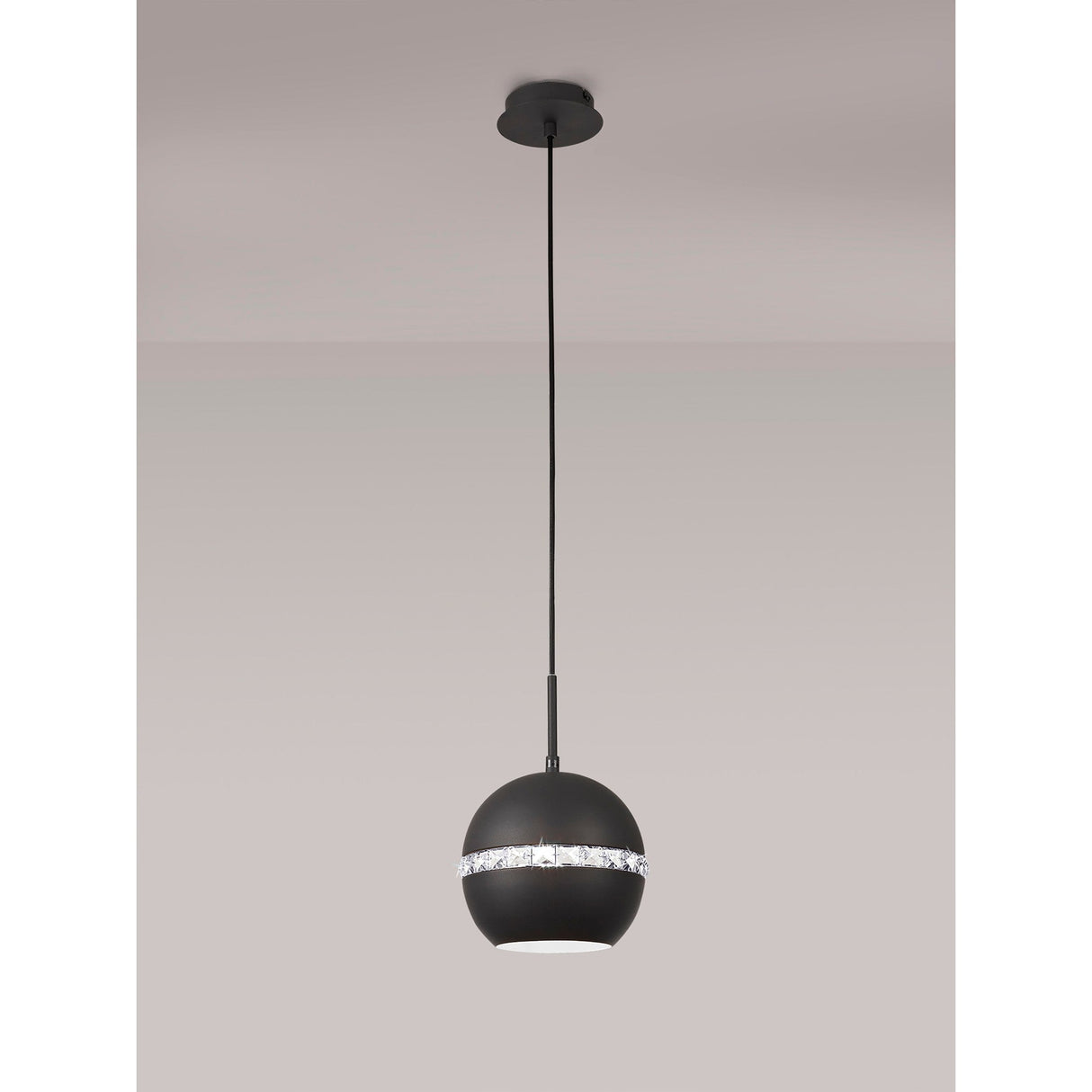 Andrea 19cm 1 Light Crystal Pendant Light - Graphite