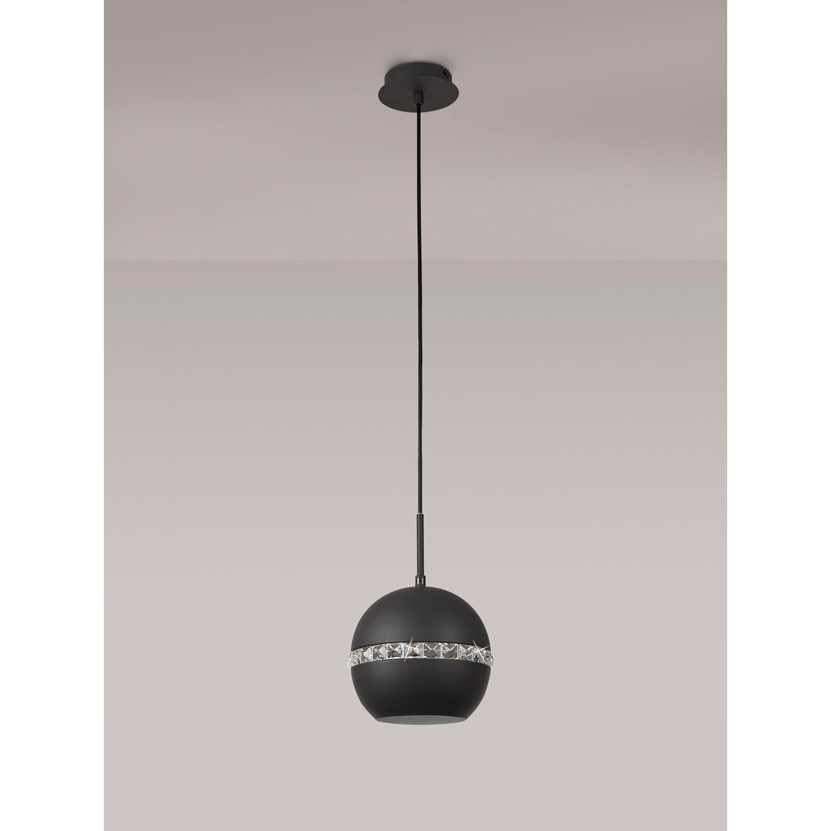 Andrea 19cm 1 Light Crystal Pendant Light - Graphite