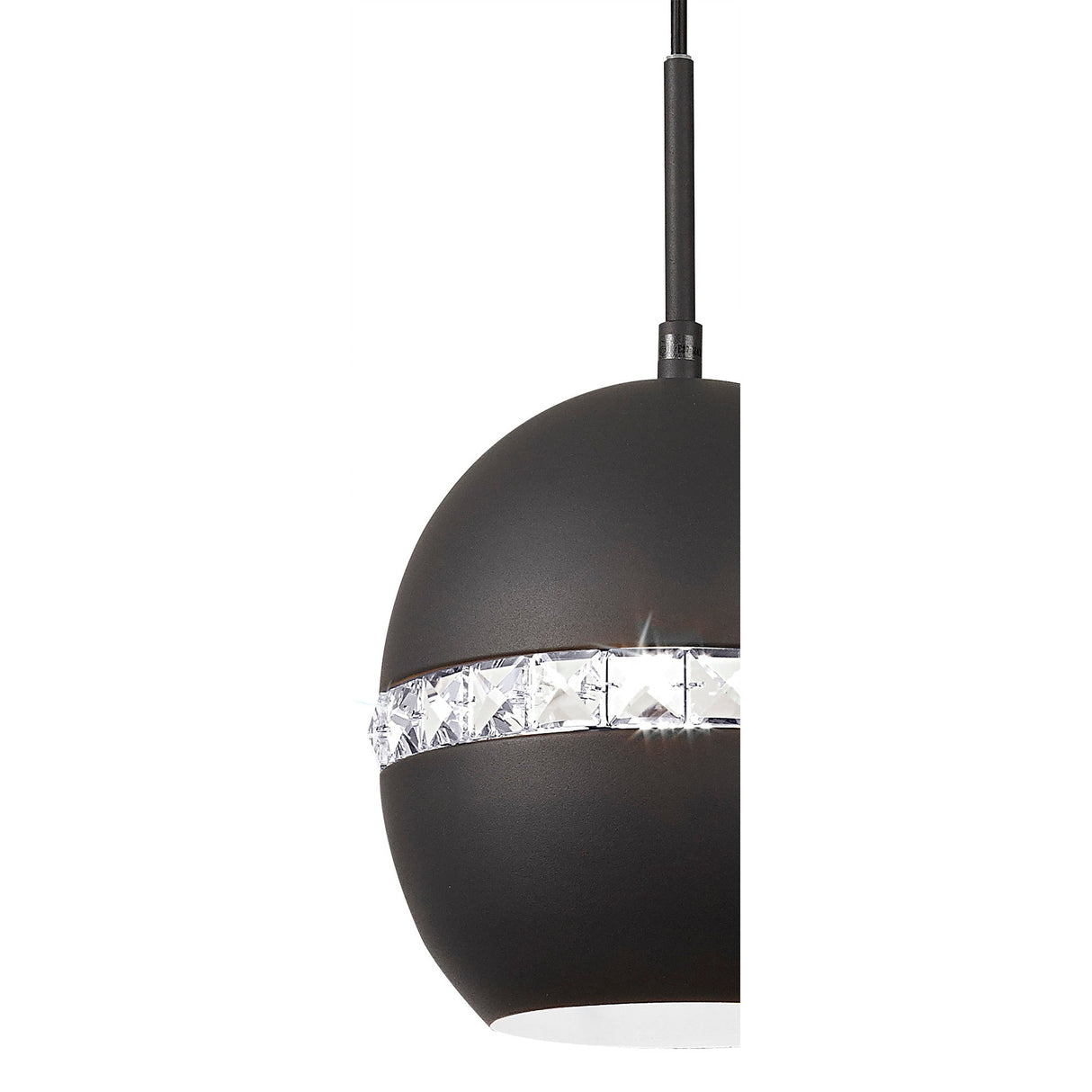 Andrea 19cm 1 Light Crystal Pendant Light - Graphite