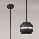 Andrea 19cm 1 Light Crystal Pendant Light - Graphite
