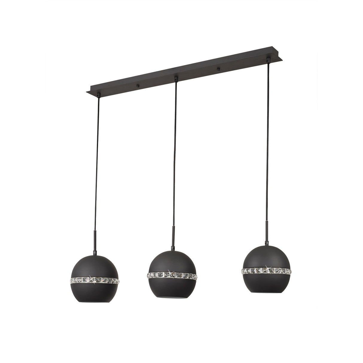 Andrea 3 Light Crystal Bar Pendant Light - Graphite