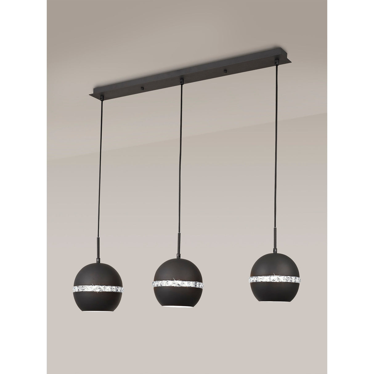 Andrea 3 Light Crystal Bar Pendant Light - Graphite