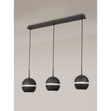 Andrea 3 Light Crystal Bar Pendant Light - Graphite