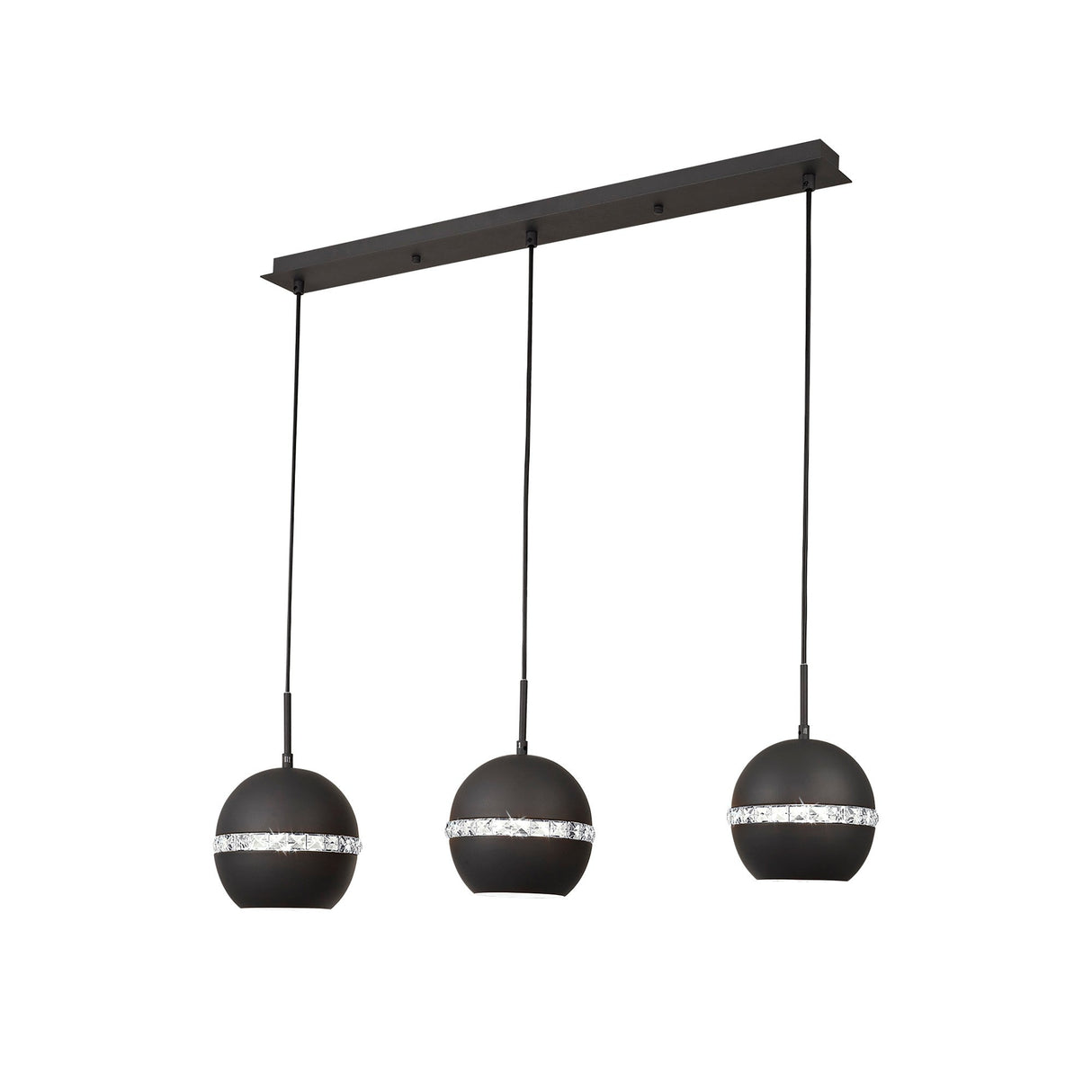 Andrea 3 Light Crystal Bar Pendant Light - Graphite