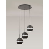 Andrea 3 Light Round Crystal Cluster Pendant Light - Graphite