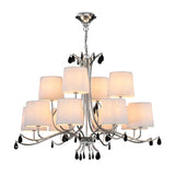 Andrea 100cm 12 Light Chandelier - Polished Chrome With White Shades