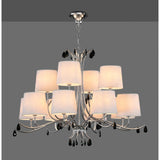 Andrea 100cm 12 Light Chandelier - Polished Chrome With White Shades