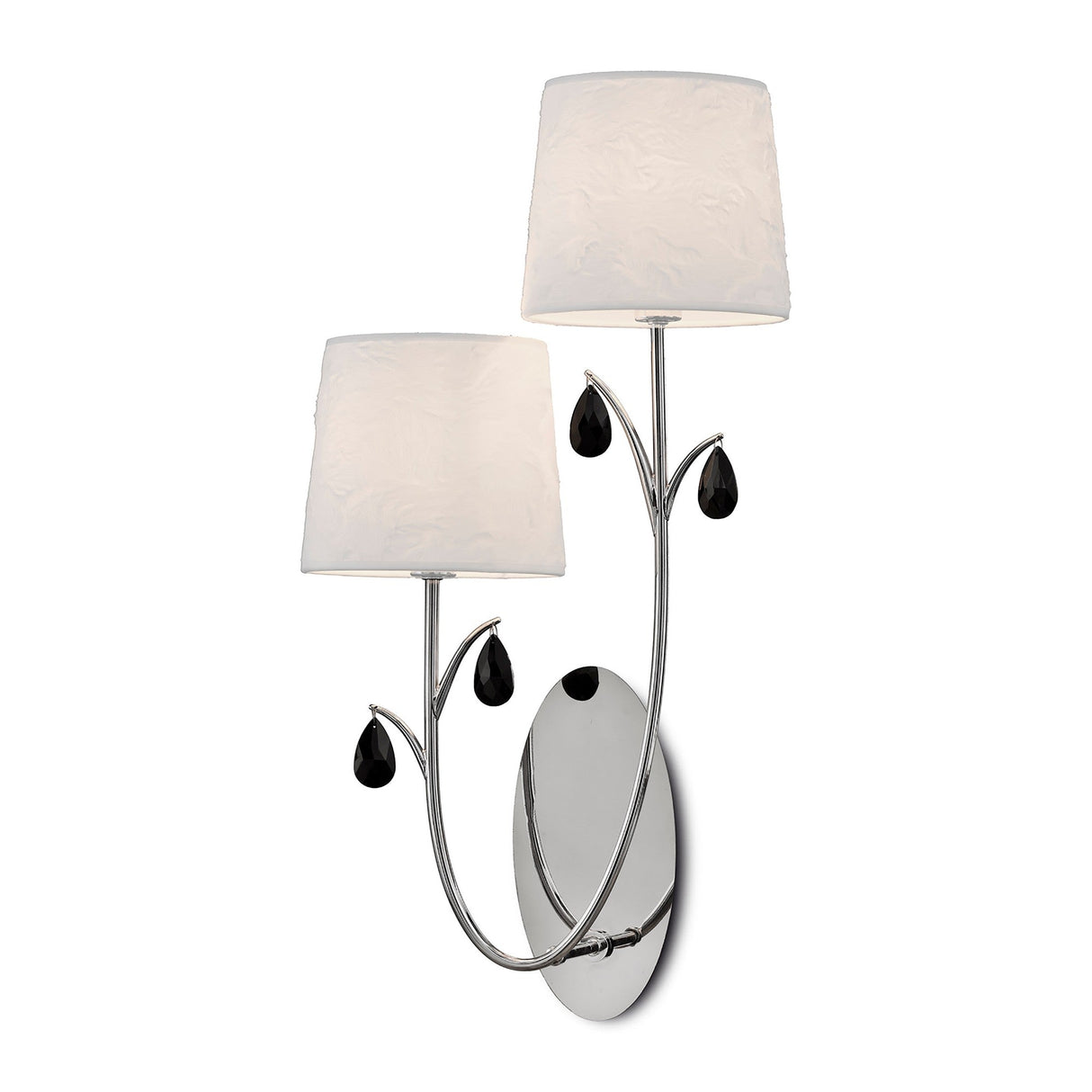 Andrea 2 Light Crystal Droplets Wall Light - Chrome With White Shade