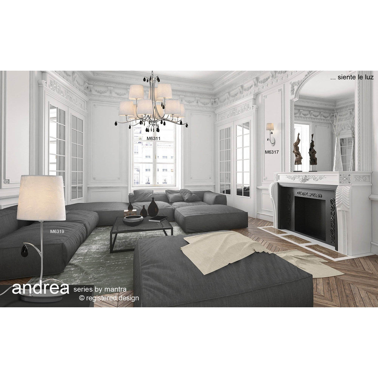 Andrea 1 Light Crystal Droplets Table Lamp - Chrome With White Shades
