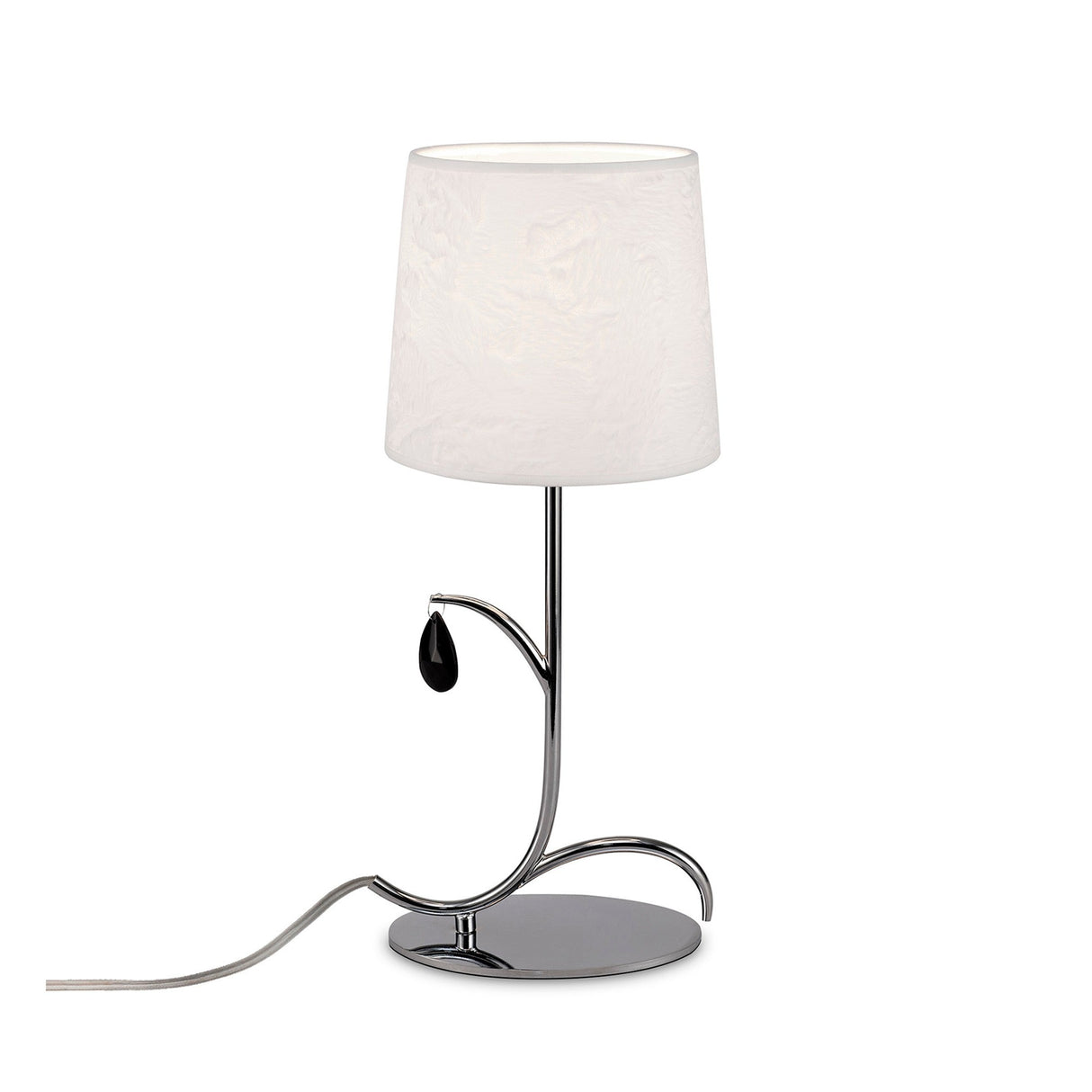 Andrea 1 Light Crystal Droplets Table Lamp - Chrome With White Shades