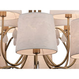 Andrea 100cm 12 Light Chandelier - Antique Brass With White Shades