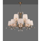 Andrea 100cm 12 Light Chandelier - Antique Brass With White Shades