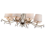 Andrea 100cm 8 Light Chandelier - Antique Brass With White Shades