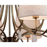 Andrea 100cm 8 Light Chandelier - Antique Brass With White Shades