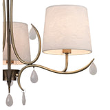 Andrea 67cm 5 Light Chandelier - Antique Brass With White Shades