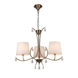 Andrea 67cm 5 Light Chandelier - Antique Brass With White Shades