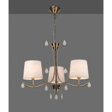 Andrea 67cm 5 Light Chandelier - Antique Brass With White Shades