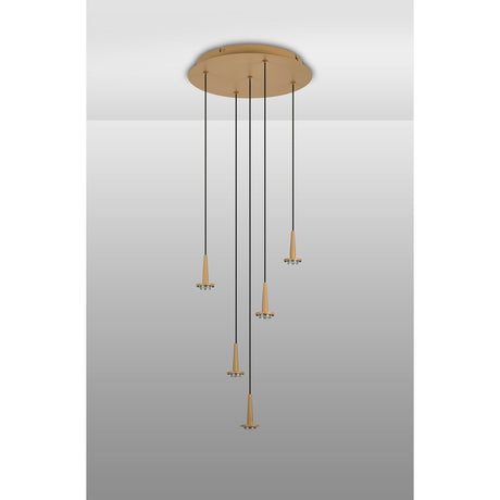 Andromeda 5 Light LED Glass Cluster Pendant Light - Light Gold (Frame Only)