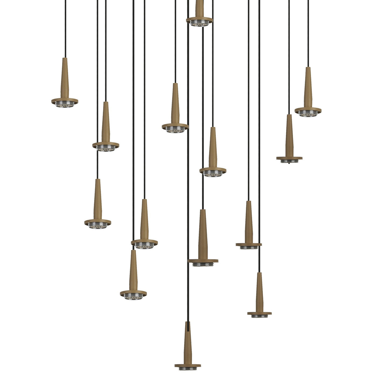 Andromeda 14 Light LED Glass Cluster Pendant Light - Light Gold (Frame Only)