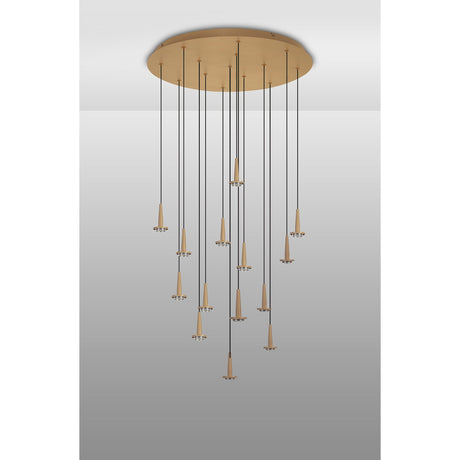 Andromeda 14 Light LED Glass Cluster Pendant Light - Light Gold (Frame Only)