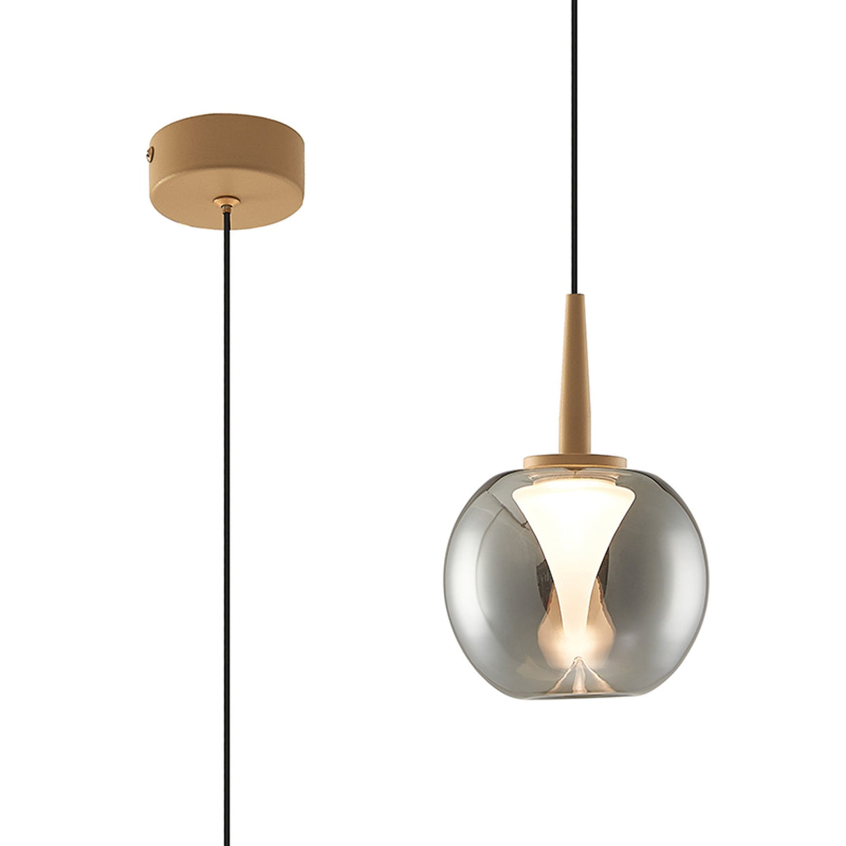 Andromeda LED Glass Pendant Light 5W 3000K - Gold & Chrome & Frosted