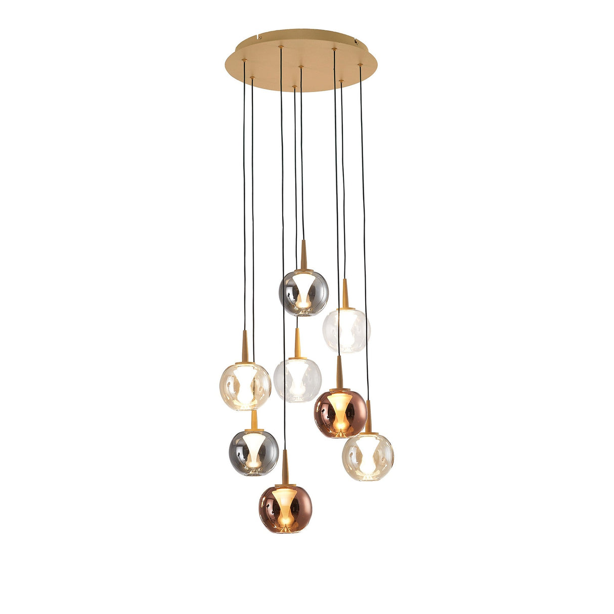 Andromeda 8 Light LED Glass Cluster Pendant Light 40W 3000K -Multicoloured